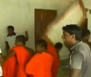 Monks attacking Church in Sri Lanka