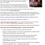 Help save true marriage  - PM Tony Abbott's Federal Coalition party room next Monday or Tuesday 10-11 February