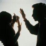 Posed picture depicting domestic violence