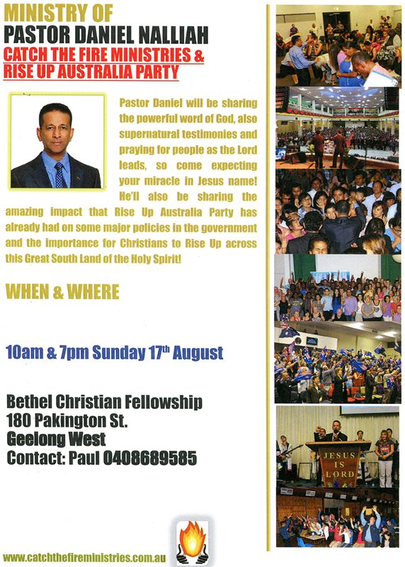 Pr Daniel ministering in Geelong on Sun 17th Aug 2014